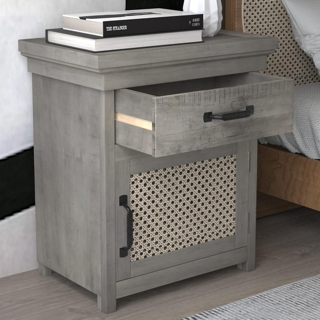 Grey 1 Drawer Wood Nightstand L2748