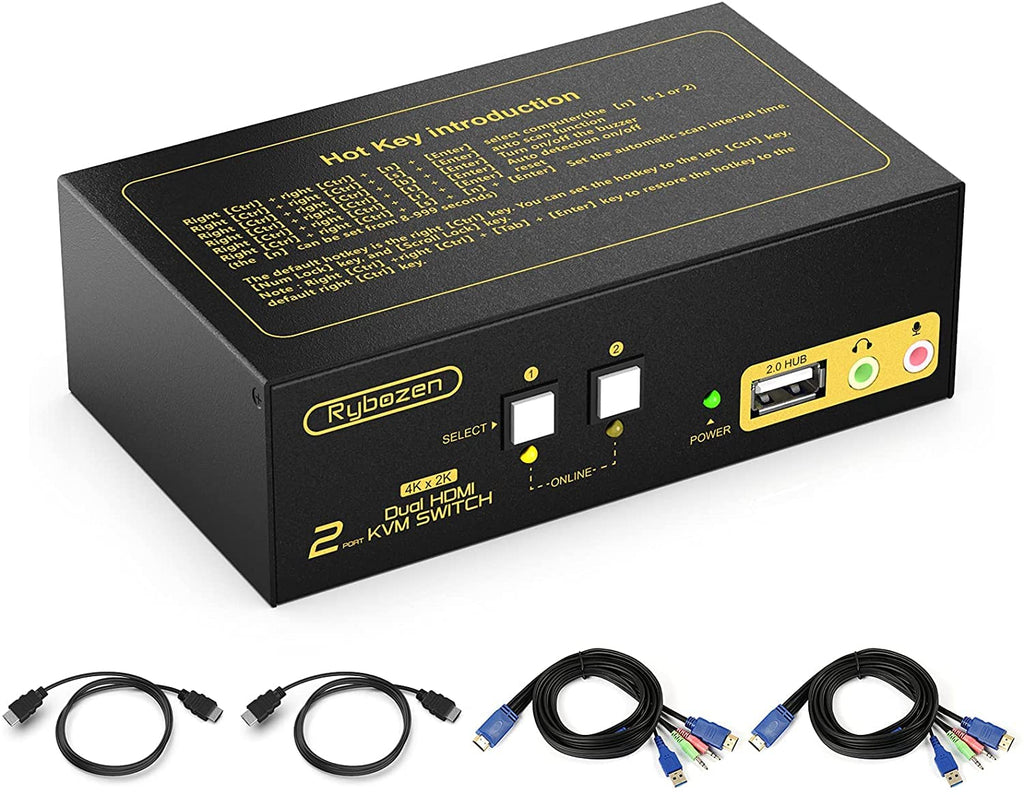 2 Port Dual Monitor HDMI KVM Switch W865717