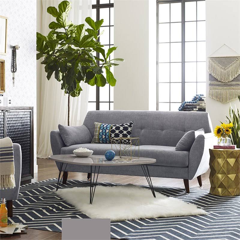 Fabric Loveseat in Light Gray D6252
