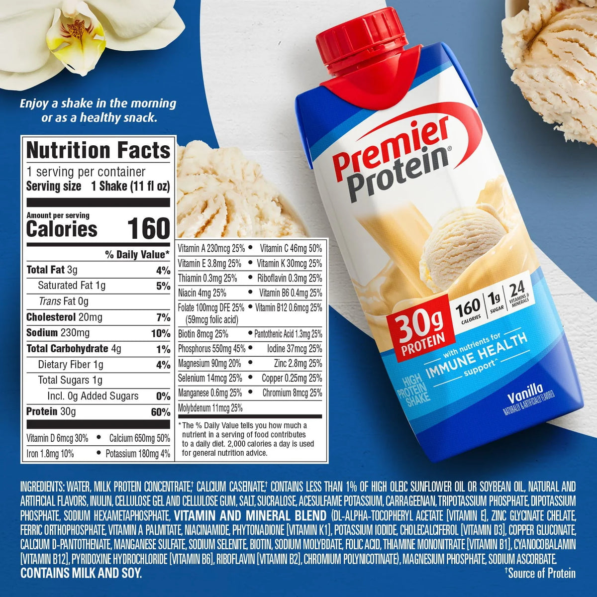 Vanilla Protein Shake, 30g Protein, 11 fl oz, 4 Ct U574028