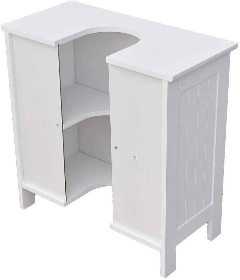 White Bathroom Vanity Cabinet with Double Doors and Adjustable Shelves P188