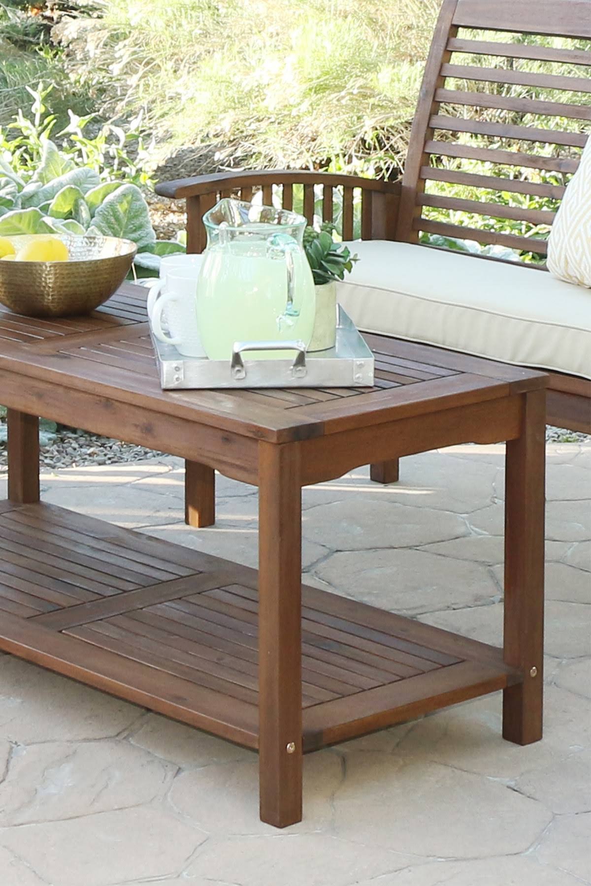 Dark Brown Acacia Wood Patio Coffee Table E959