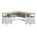 L-Shaped White Engineered Wood Desk J355