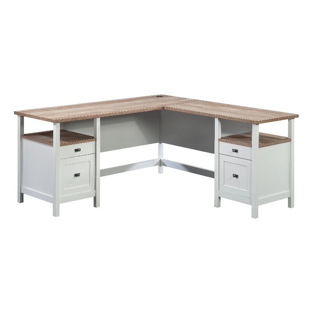 L-Shaped White Engineered Wood Desk J355