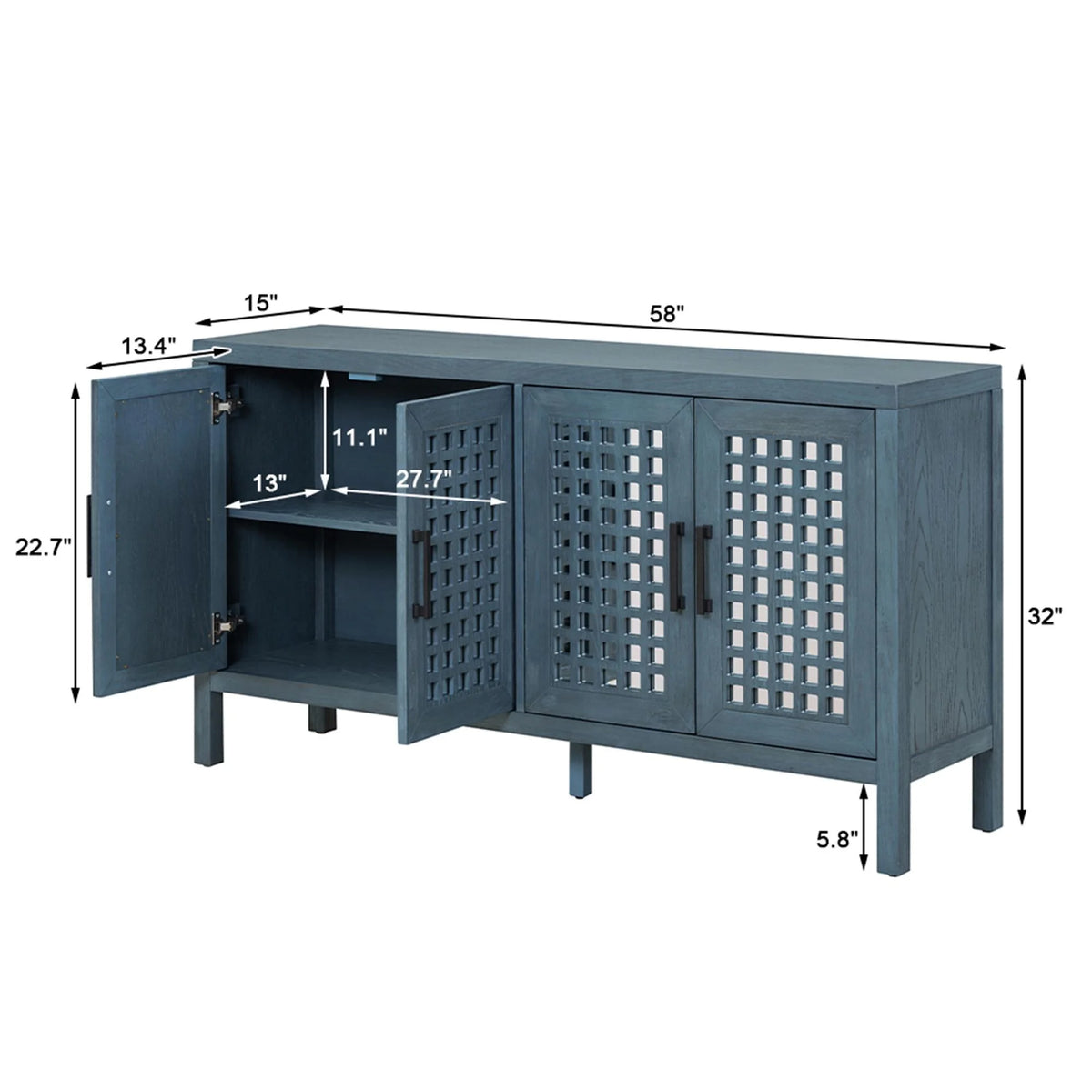 Mirrored 4 Door Wood Accent Cabinet D6791