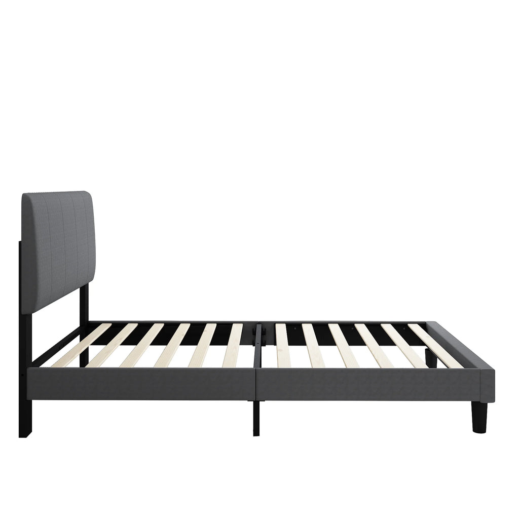Grey Twin Size Fabric Upholstered Platform Bed Frame C331307