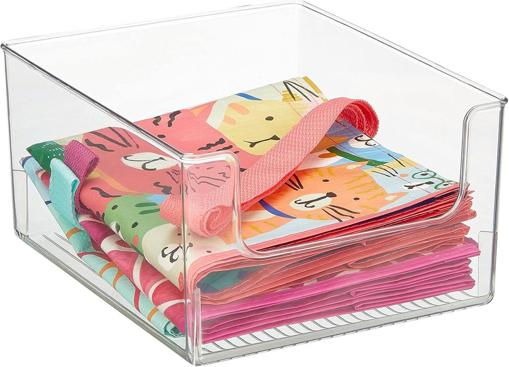 Clear Plastic Open Front Storage Organizer Bin Basket 4 Pack S68855