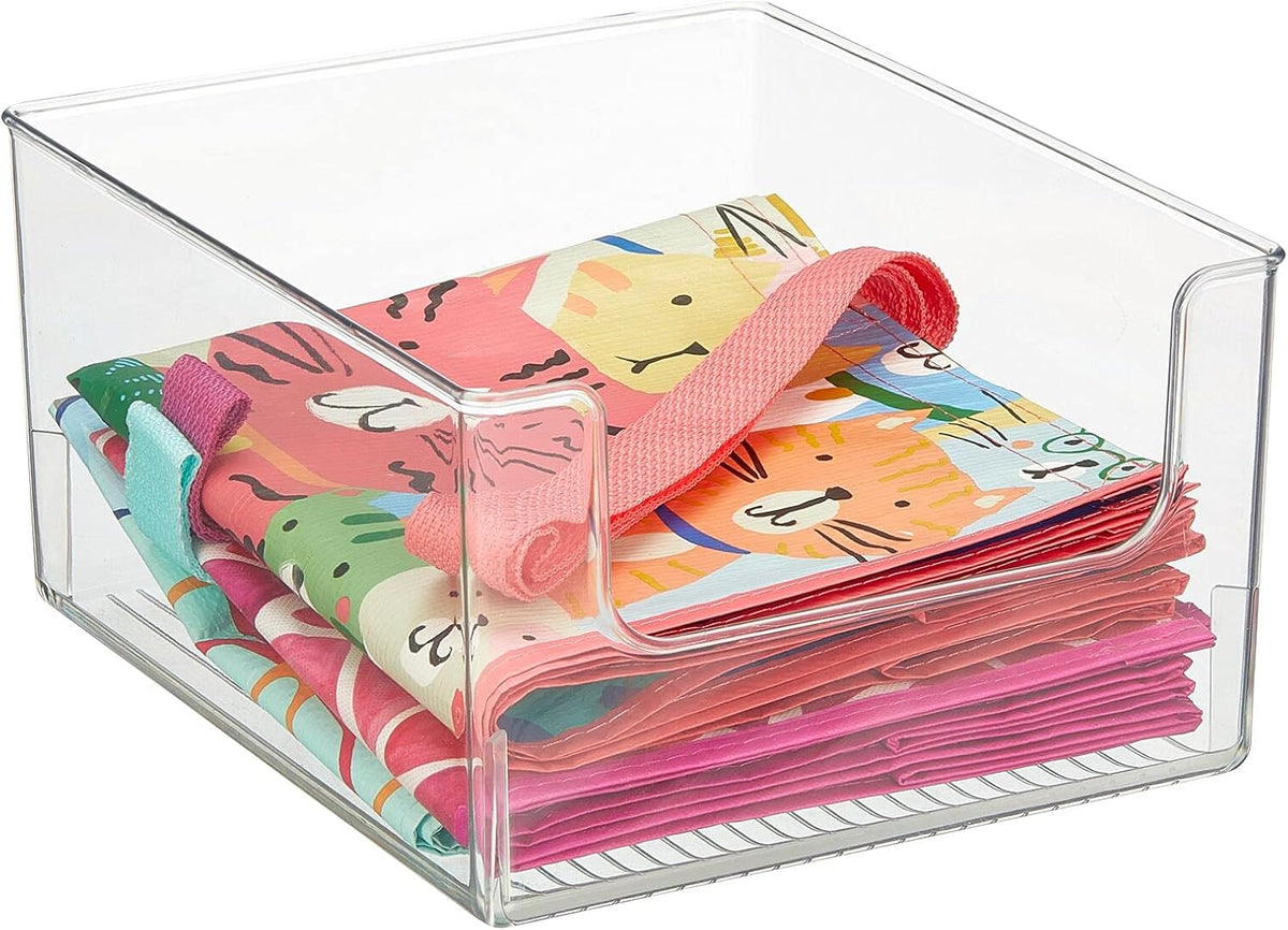 Clear Plastic Open Front Storage Organizer Bin Basket 4 Pack S68855
