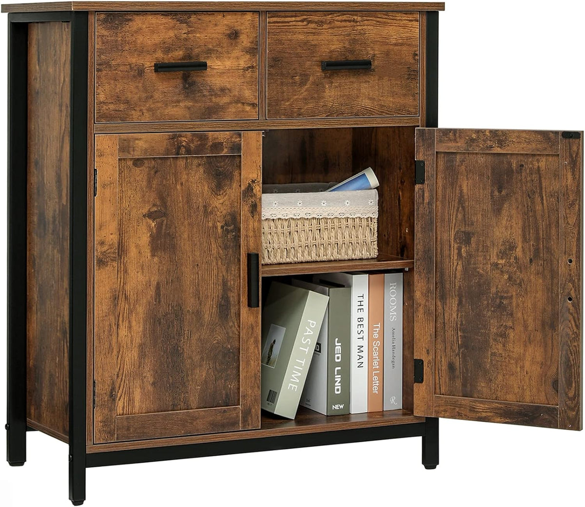 Industrial Floor Storage Cabinet with 2 Drawers and Doors H199059