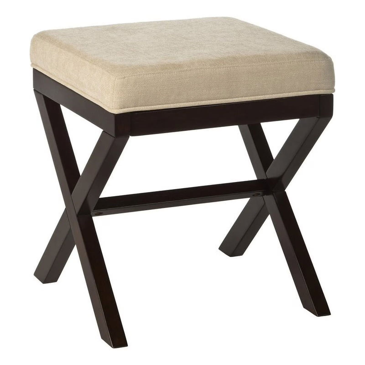 Espresso/Beige Polyester Fabric Vanity Stool J100