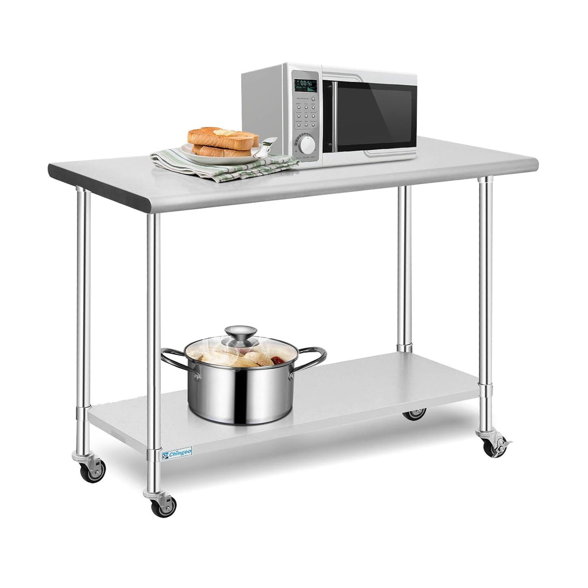 Stainless Steel Table 24x36 Inches with Caster Wheels and Undershelf U592031