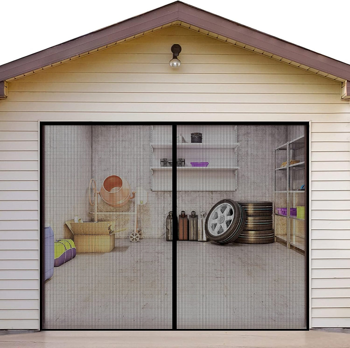 Black Fiberglass Mesh Garage Door Screen L4190