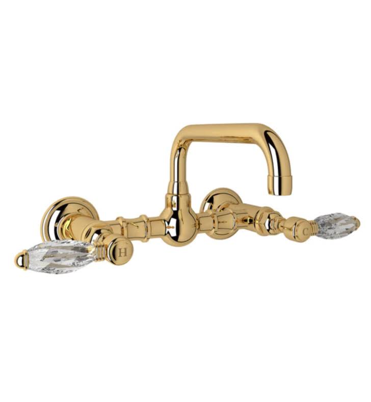 Polished Nickel Wall Mount Bridge Bathroom Faucet I384
