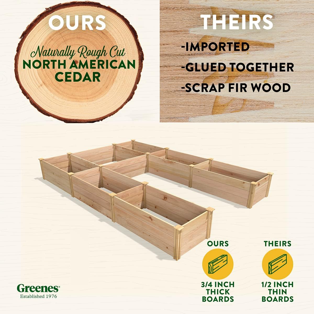 Cedar Raised Garden Bed, 8' x 12' x 16.5" U-Shaped Bed V70048