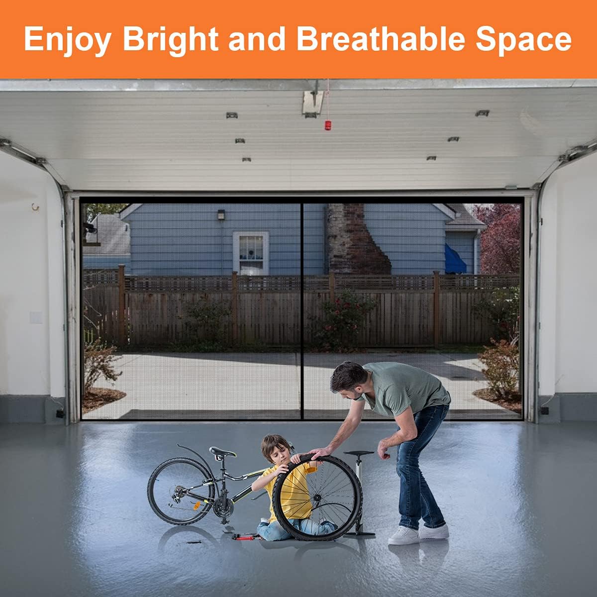 Black Fiberglass Mesh Garage Door Screen L4190