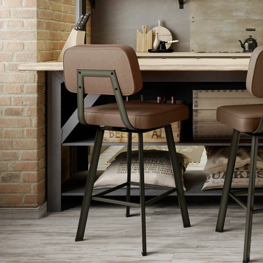 Mat Dark Grey Metal Swivel Barstool R522688