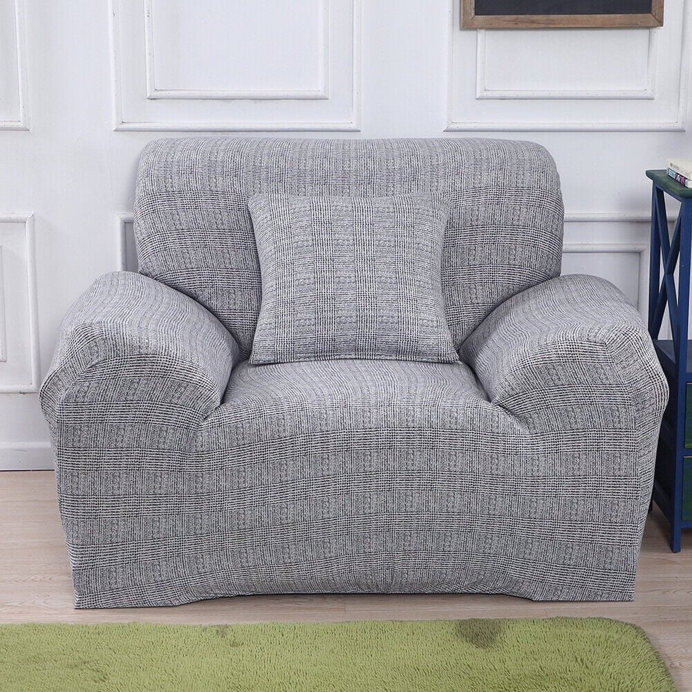 Gray Printed Stretch Sofa Cover Armchair Slipcover W166