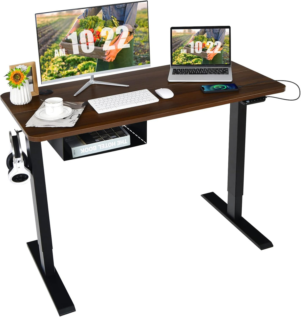 Electric Height Adjustable Standing Desk with USB Port, 48-Inch Sit to Stand Computer Workstation S97140
