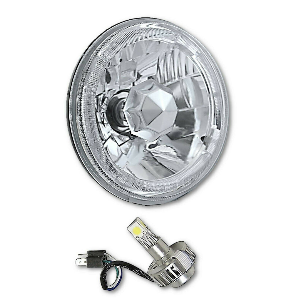 Amber LED Halo Angel Eye Crystal Clear Headlight Pair O32400