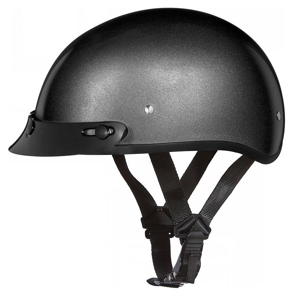 Gun Metal Grey Metallic Half Face Helmet With Visor P221743