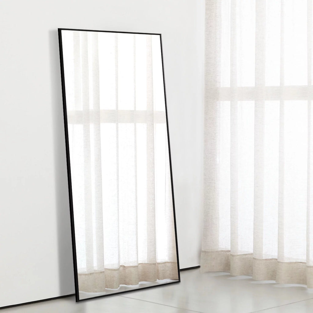 51"x16" Rectangular Full Length Floor Mirror with Stand Black D571