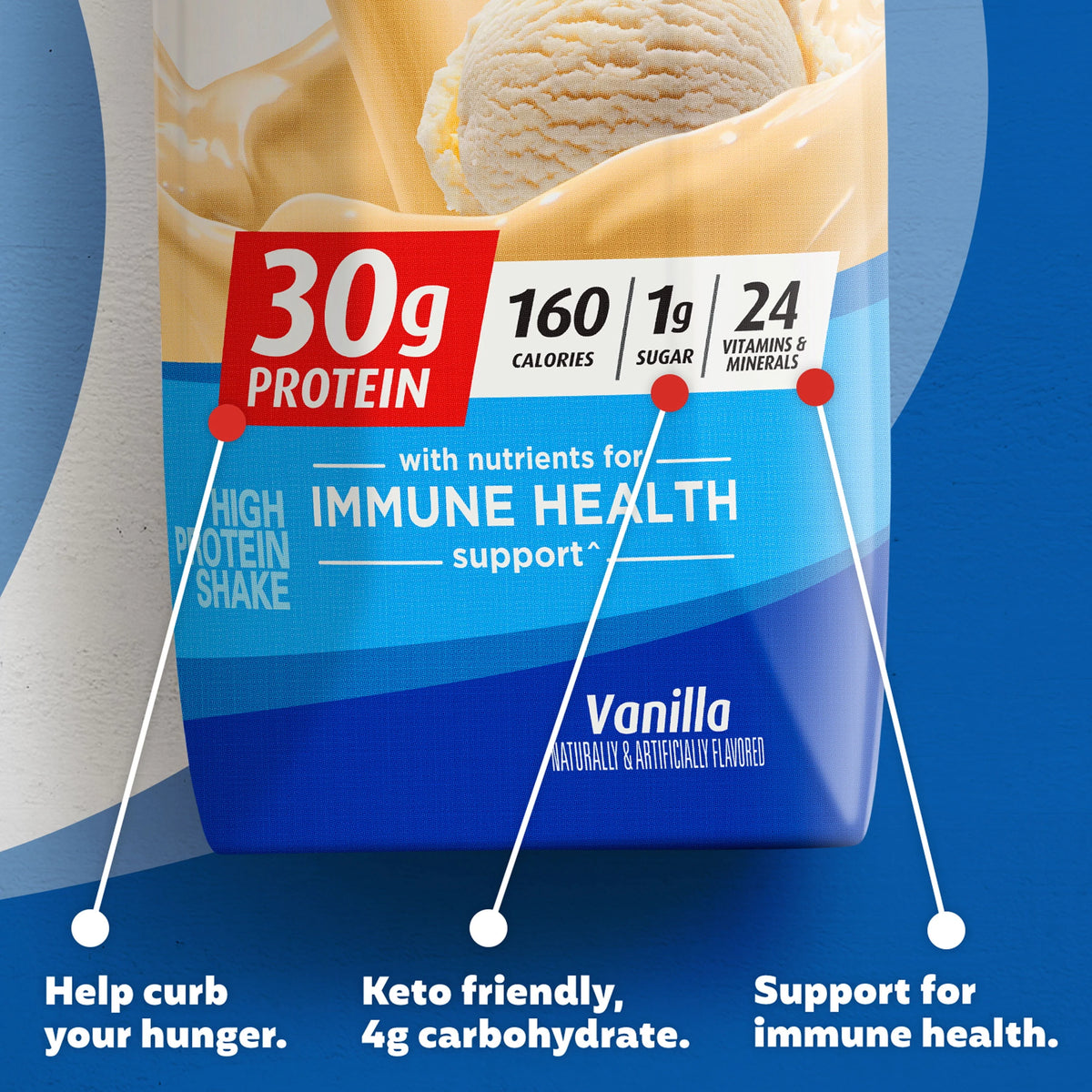 Vanilla Protein Shake, 30g Protein, 11 fl oz, 4 Ct U574028