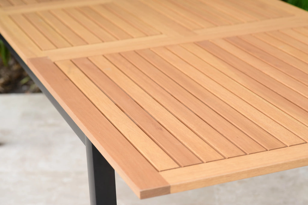 Teak Finish Aluminum Extendable Rectangular Patio Table X2977