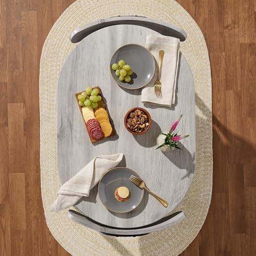 3-Piece Oval Dining Table Set with 2 Chairs, Metal Frame, Dark Brown/Black J58659