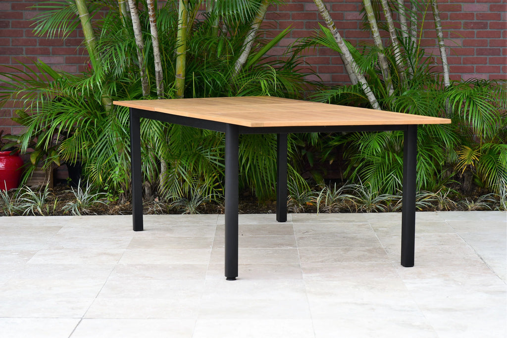 Teak Finish Aluminum Extendable Rectangular Patio Table X2977