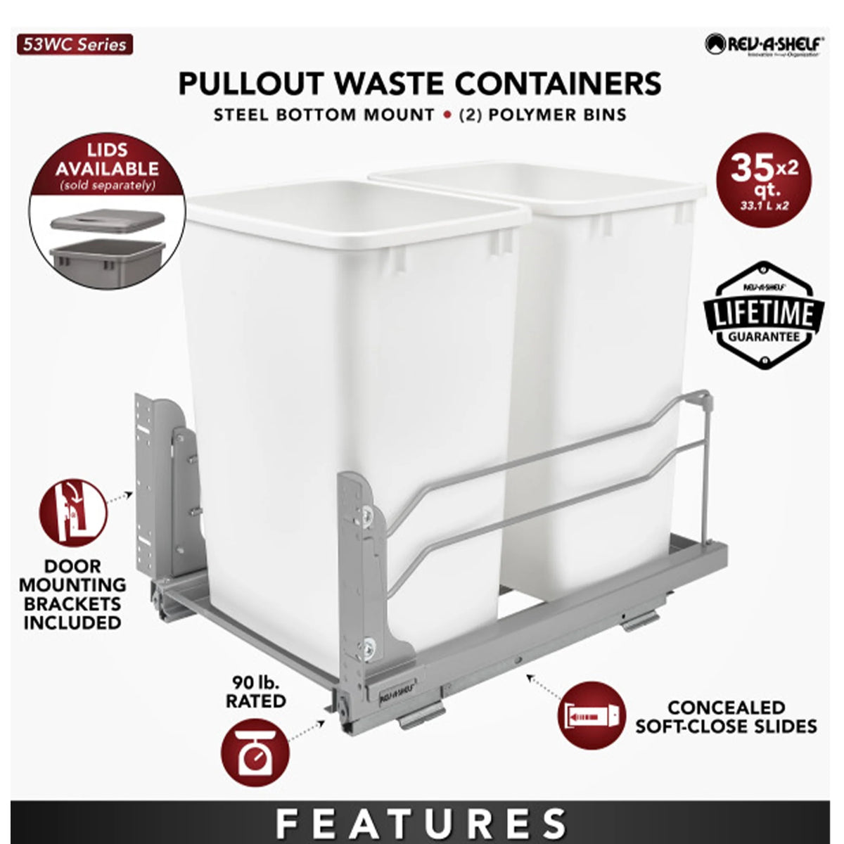 35 Quart Pullout Waste Container Trash Can P535654