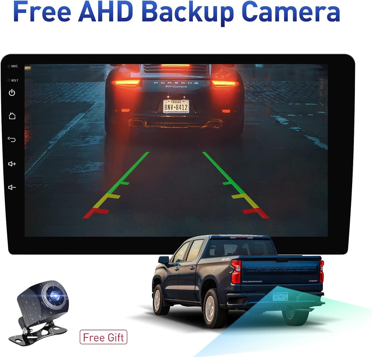 Android 10.0 Car Stereo with Carplay, Bluetooth, AHD Rear View Camera Q9265