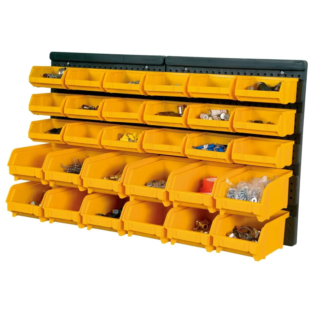 32 Piece Storage Bin Kit with Wall Panels Yellow and Black C49395