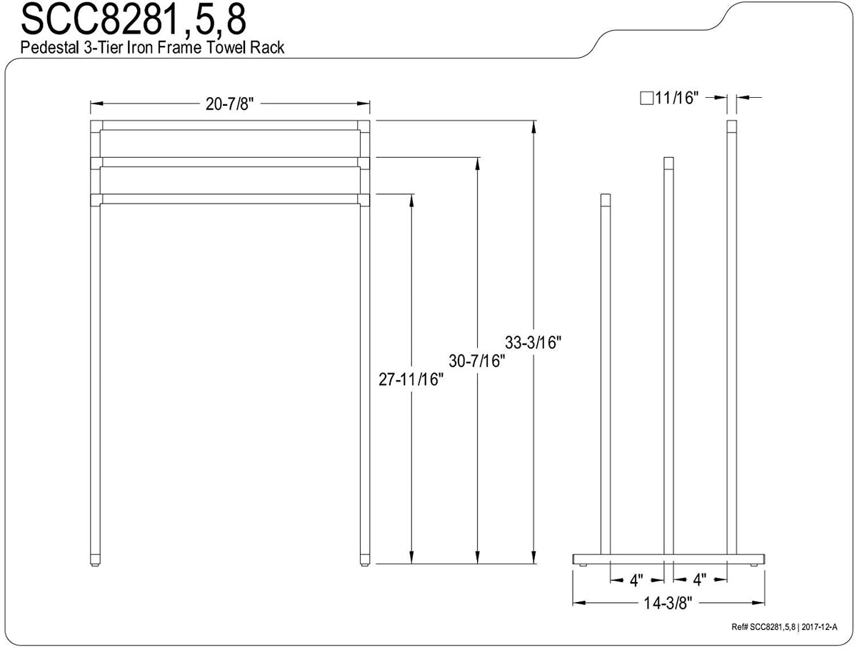 3-Tier Steel Towel Rack Oil Rubbed Bronze K6287