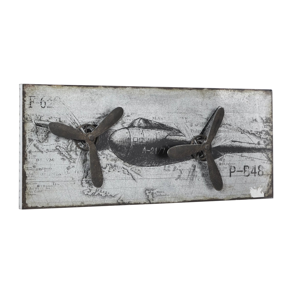 Silver Metal Airplane Wall Decor E6373