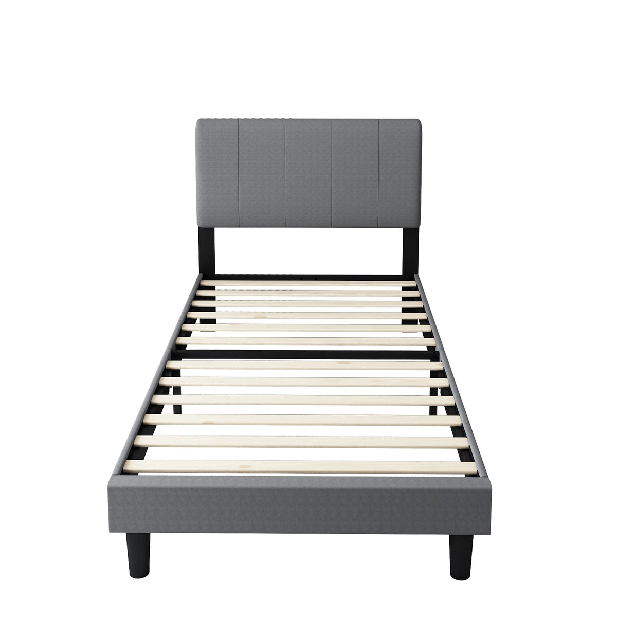 Grey Twin Size Fabric Upholstered Platform Bed Frame C331307