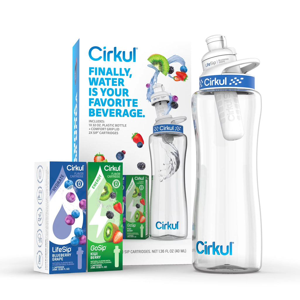 32oz Plastic Starter Kit with Navy Blue Lid, 2 Flavor Cartridges M807