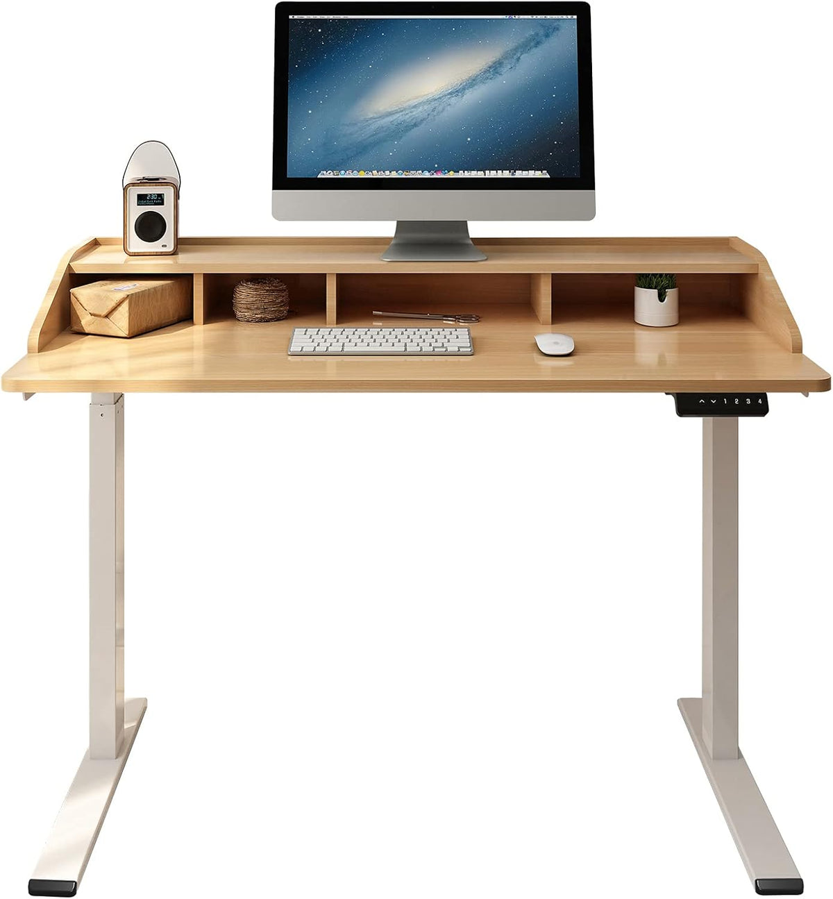 Espresso Cottage Oak Electric Standing Desk with Drawers Y2466