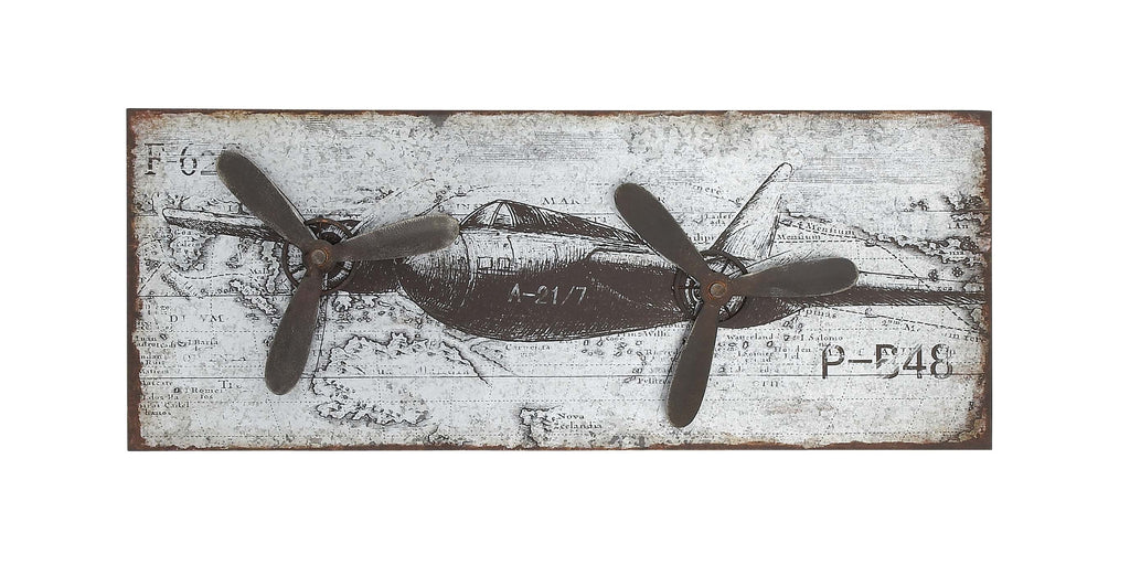 Silver Metal Airplane Wall Decor E6373