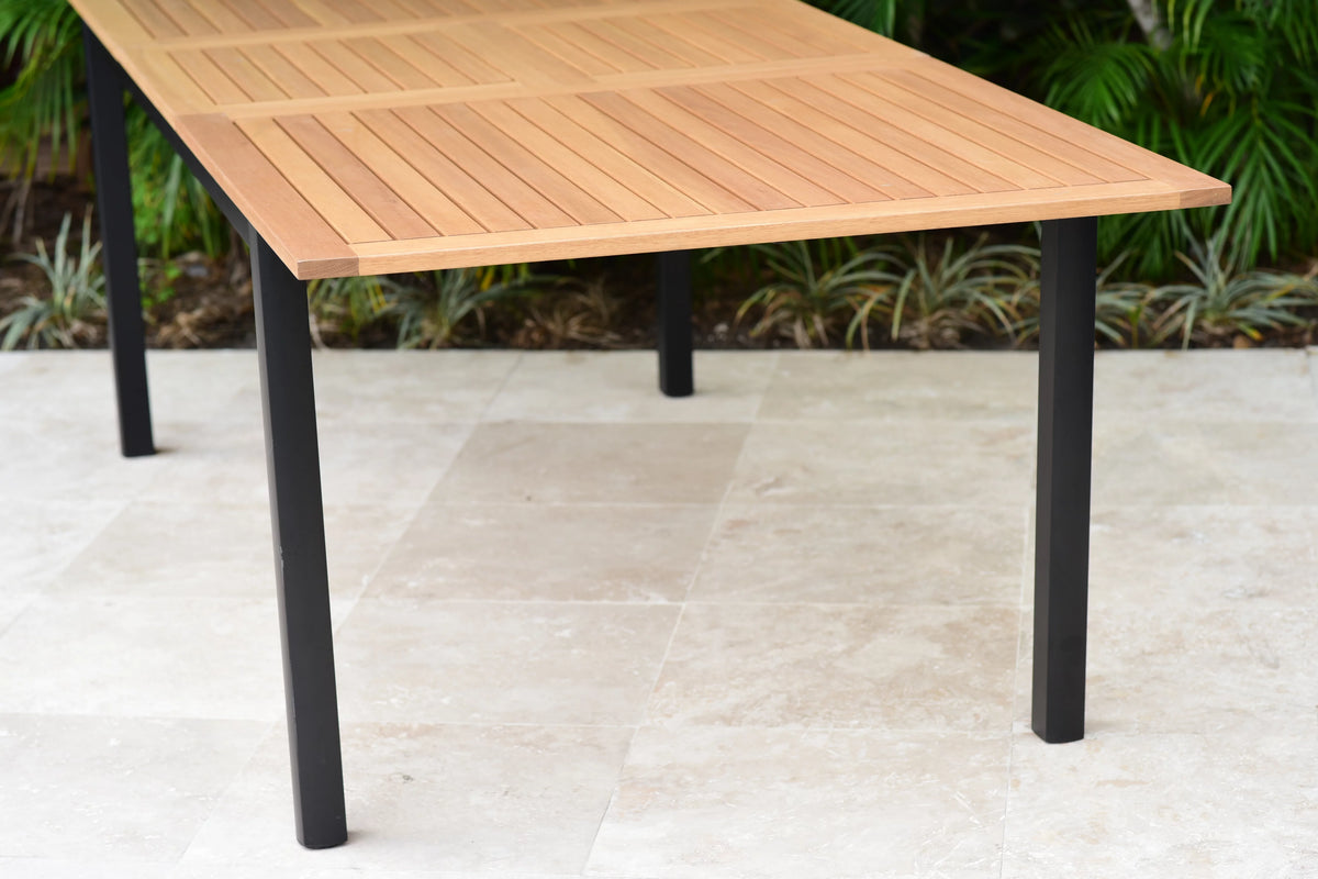 Teak Finish Aluminum Extendable Rectangular Patio Table X2977