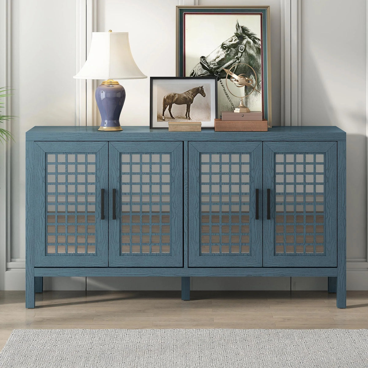 Mirrored 4 Door Wood Accent Cabinet D6791