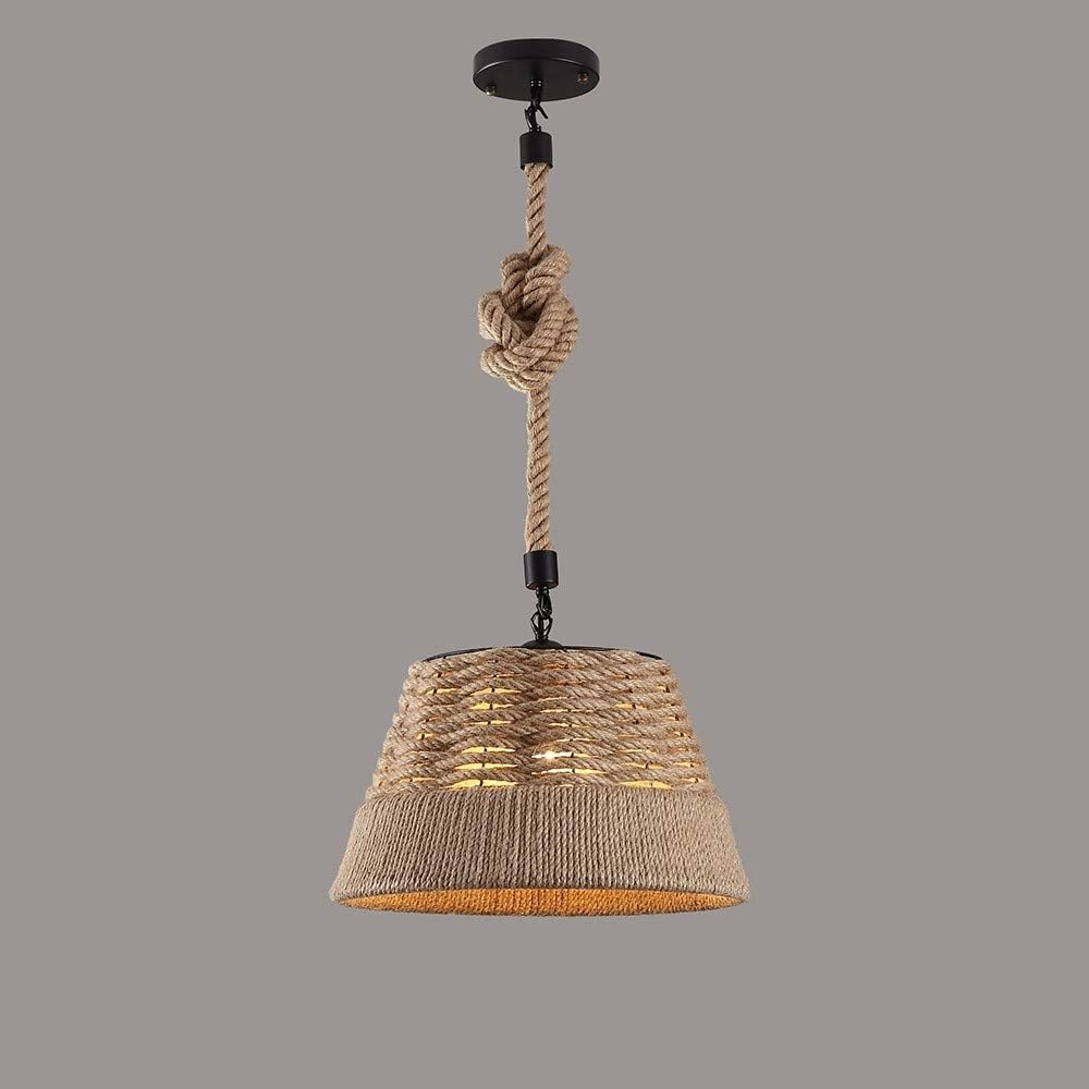 Rustic Nautical Rope Woven Drum Shaded 1-Light Pendant Light S998
