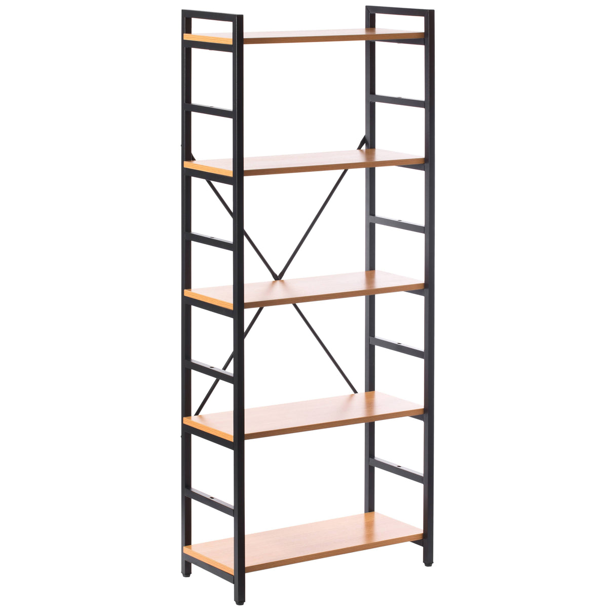 5 Shelf Wood and Metal Bookcase V735459