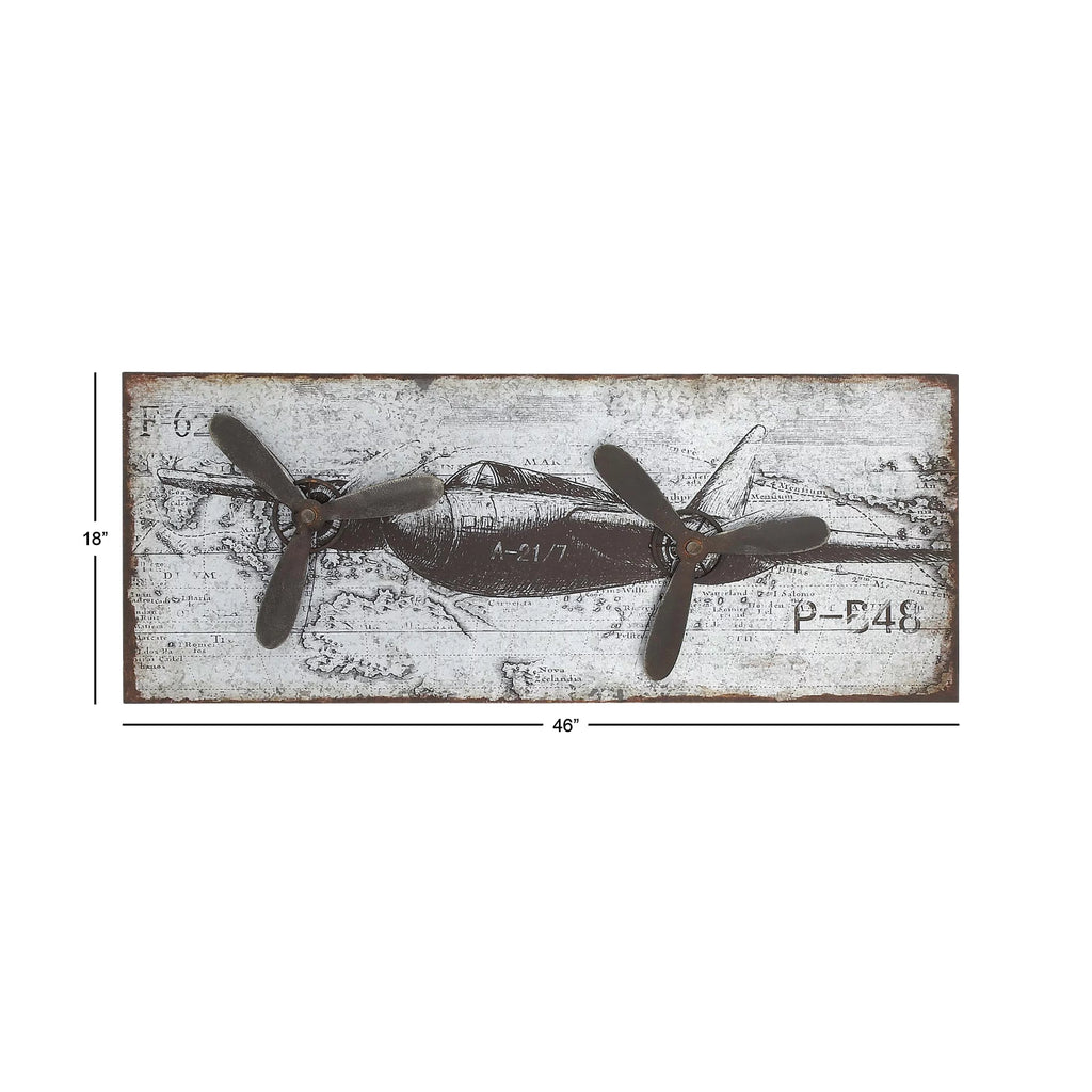 Silver Metal Airplane Wall Decor E6373