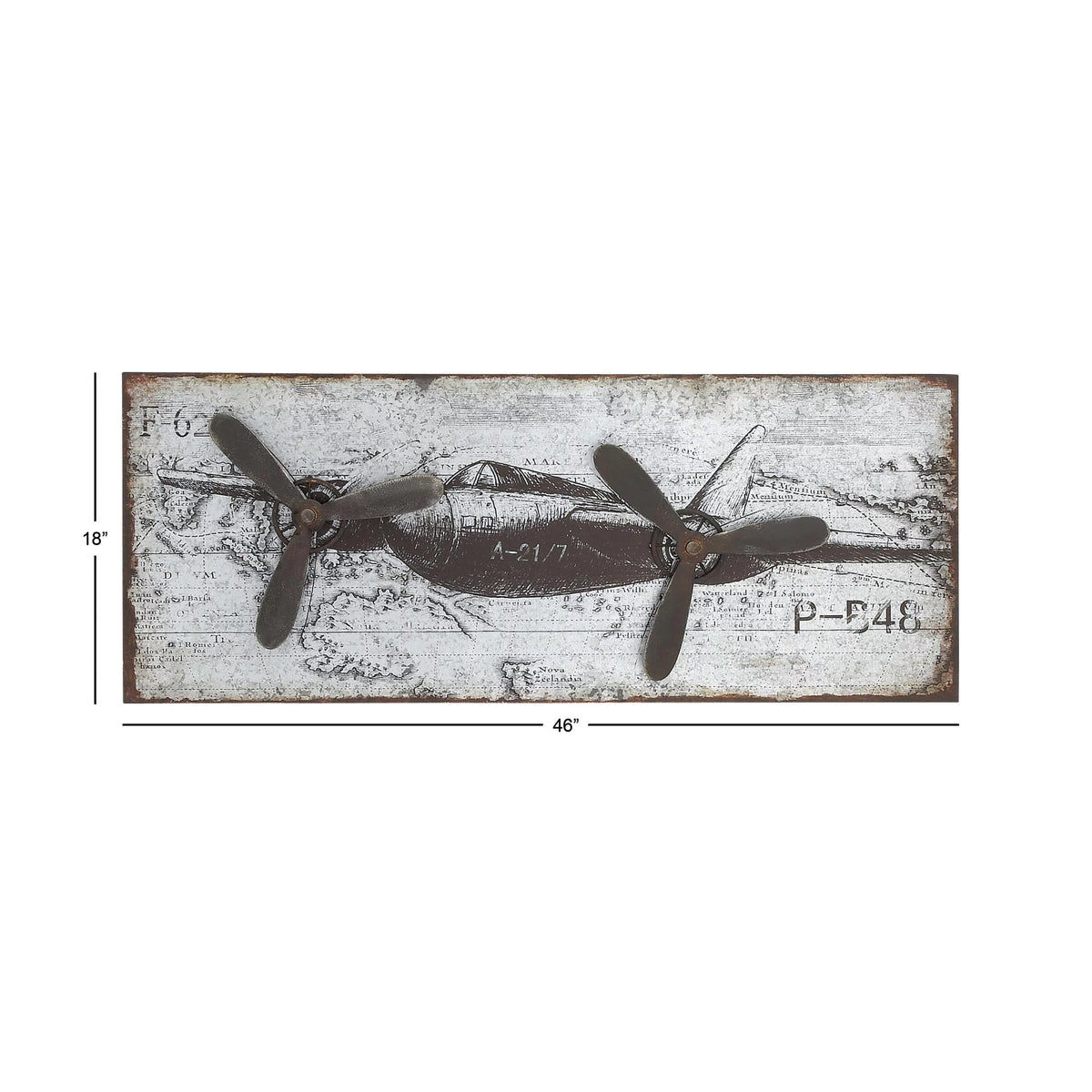 Silver Metal Airplane Wall Decor E6373