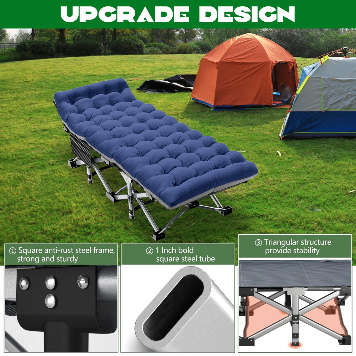 Folding Bed Cot with Carry Bag & Mattress G5346