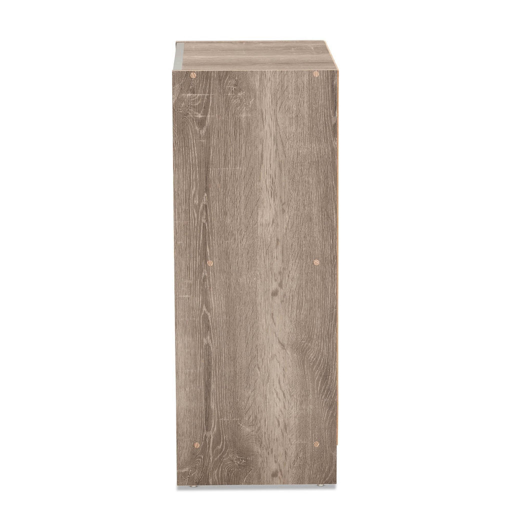 Weathered Oak Finished Wood 2-Door Shoe Cabinet J921952