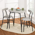 3-Piece Oval Dining Table Set with 2 Chairs, Metal Frame, Dark Brown/Black J58659