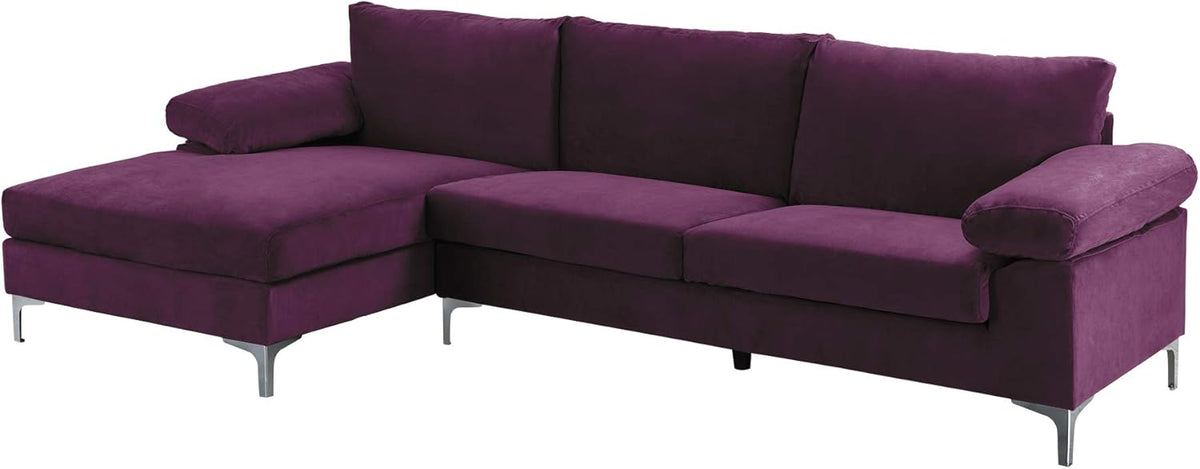 Purple Velvet L-Shape Sectional Sofa C161009