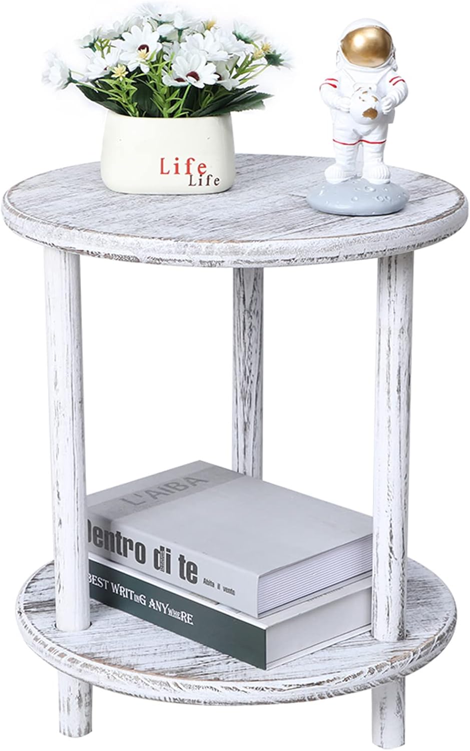 Black 2-Tier Wooden End Table with Storage Shelf E3134