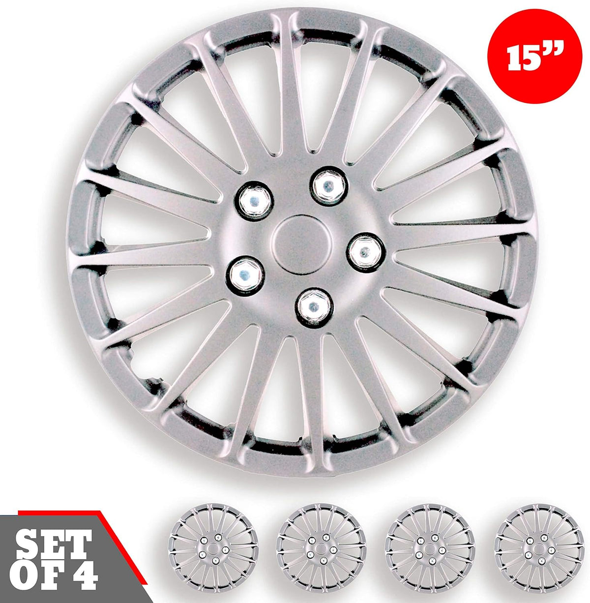 15-Inch Set of 4 Silver Hub Caps K98862
